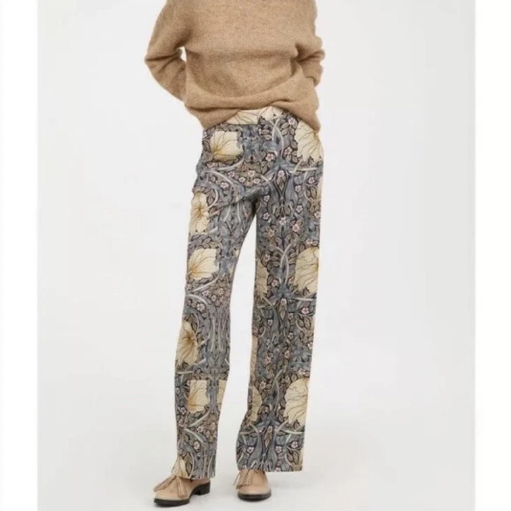 H&M William Morris & Co Floral Wide Leg High Rise Pants